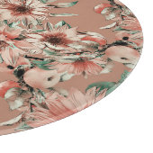 ひまわり、リンゴ：秋の水彩模様 カッティングボード (角)