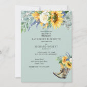 ひまわり レッドネック ウェディング カウボーイ ブーツ ライト 招待状 (正面)