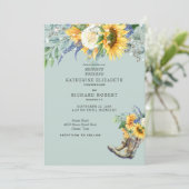 ひまわり レッドネック ウェディング カウボーイ ブーツ ライト 招待状 (スタンド正面)