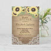 ひまわり、レース、木、ストリングライトブライダルシャワー 招待状 (スタンド正面)