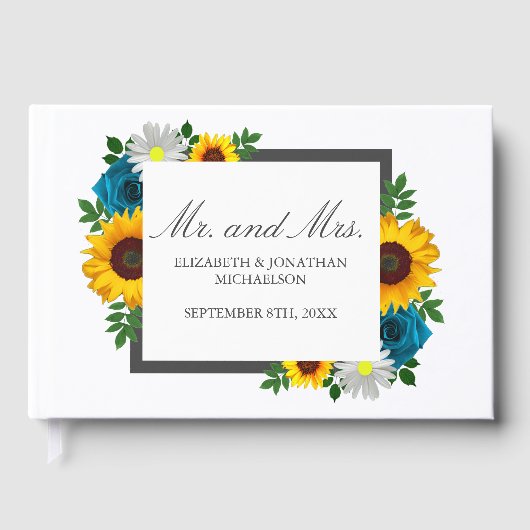 ひまわり ローズ デイジー フラワー ウェディング ゲストブック (正面)