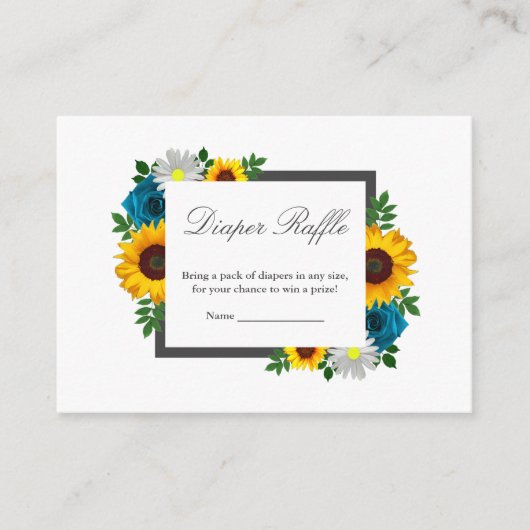 ひまわり ローズ デイジー 花のベビーシャワー エンクロージャーカード (正面)