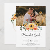 ひまわり ローズ フォール フォト ウェディング 招待状 (正面/裏面)