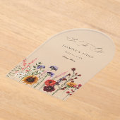 ひまわり&ワイルドフラワーフローラアーク アクリル招待状 (レイダウン)