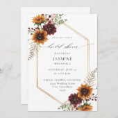 ひまわり&ワイルドフラワーフローラブライダルシャワー 招待状 (正面/裏面)