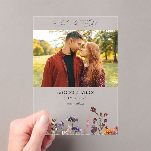 ひまわり&ワイルドフラワーフローラ写真 アクリル招待状 (インサイチュ (ポータブル))