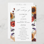 ひまわり&ワイルドフラワーフローラ結婚式 プログラム (正面/裏面)