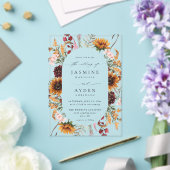 ひまわり&ワイルドフラワー結婚のフローラ アクリル招待状 (インサイチュ (ウェディング))