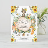 ひまわり ワイルドワン ウッドランド 1歳の誕生日パーティー 招待状 (スタンド正面)
