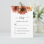 ひまわり ワインレッド カントリー ウェディング 返信 招待状 (スタンド正面)