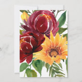 ひまわり & ワインレッド フラワールドロップ ゴールドフレーム 招待状 (裏面)