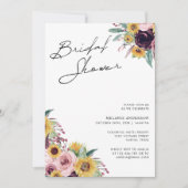 ひまわり ワインレッド ラスティック オータム ブライダルシャワー 招待状 (正面)