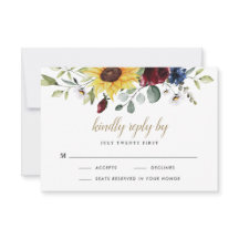 ひまわり ワインレッド ローズ ネイビーブルー ラスティック ウェディング