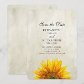 ひまわり　保存日。素朴な結婚式。地方 セーブザデート (正面/裏面)