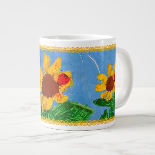 ひまわり「子どもの芸術」 ジャンボコーヒーマグカップ (正面右)