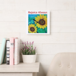 ひまわり – 常に喜ぶ スクエア壁時計