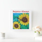 ひまわり – 常に喜ぶ スクエア壁時計 (ホーム)