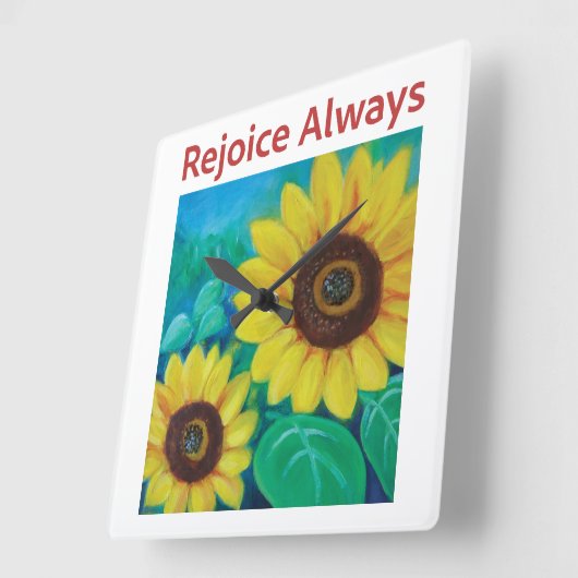 ひまわり – 常に喜ぶ スクエア壁時計 (傾斜)