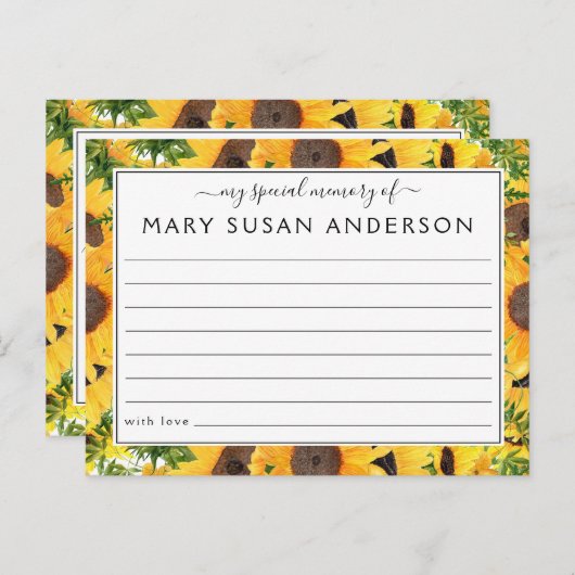 ひまわり 思い出をシェアする 追悼出席カード ポストカード (正面/裏面)