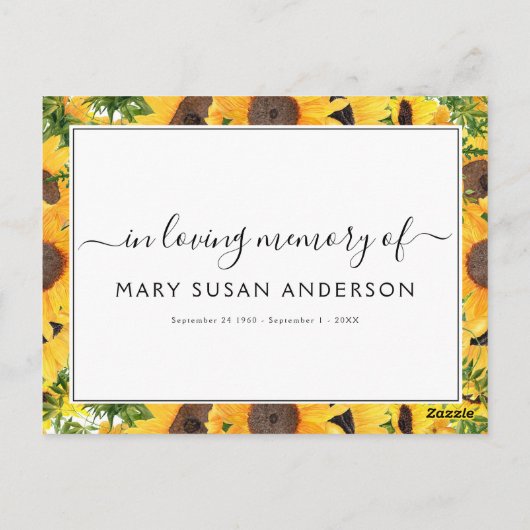 ひまわり 思い出をシェアする 追悼出席カード ポストカード (裏面)