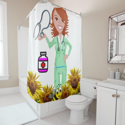 ひまわり（昆虫）マルハナバチナースシャワーカーテン シャワーカーテン (インサイチュ)