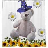 ひまわり（昆虫）マルハナバチホワイトテディベアシャワーカーテン シャワーカーテン (正面)