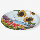 ひまわり（昆虫）マルハナバチホワイトドーブ紙プレート ペーパープレート (アングル)