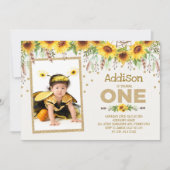 ひまわり(昆虫)マルハナバチ第1誕生日招待状 招待状 (正面)