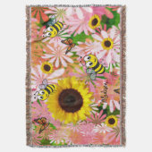 ひまわり（昆虫）マルハナバチ蝶ブランケット スローブランケット (正面縦)