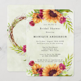 ひまわり 春 ピンク 花  ブライダルシャワー 招待状