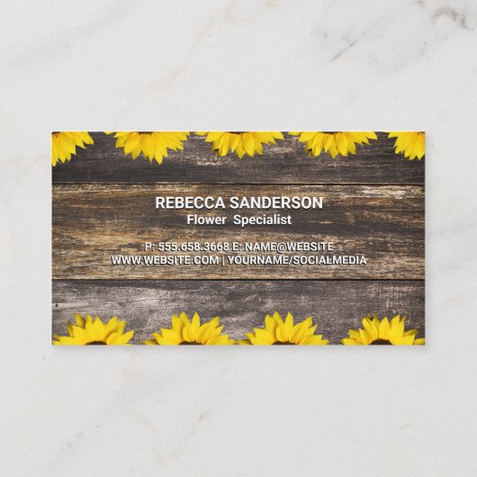 ひまわり | 木素朴材とつる植物 名刺 (裏面)