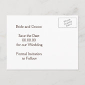 ひまわり&木製の結婚式のハート日付を保存 案内ポストカード (裏面)