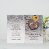 ひまわり&木製ウェディングプログラムのハート (スタンド正面)