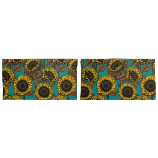 ひまわり 枕カバー (正面-セット)
