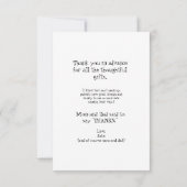 ひまわり、果実と葉の赤おもしろいちゃんシャワー サンキューカード (裏面)