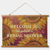 ひまわり 水彩アート ボヘミアンハート ラスティック ウェディングシャワー 吊り下げ型タペストリー (正面)