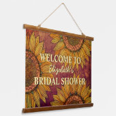 ひまわり 水彩アート ボヘミアンハート  ラスティック ブライズシャワー 吊り下げ型タペストリー (傾斜あり)