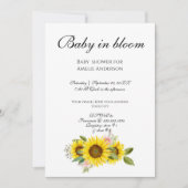 ひまわり 水彩 ピンク 花 赤ちゃんの歓迎会 招待状 (正面)