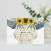 ひまわり 牛の頭のスケッチ ウォーターカラー 結婚式の披露宴 エンクロージャーカード (スタンド正面)