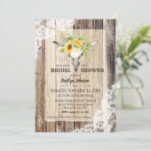 ひまわり 牛の頭蓋骨 バーンスタイル ウェディングシャワー 招待状 (スタンド正面)