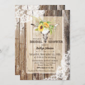 ひまわり 牛の頭蓋骨 バーンスタイル ウェディングシャワー 招待状 (正面/裏面)