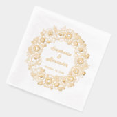 ひまわり、牡丹忘れ、私はリース結婚の 箔ナプキン (左)