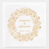 ひまわり、牡丹忘れ、私はリース結婚の 箔ナプキン (正面)