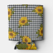 ひまわり、白黒バッファローのチェック、フローラ。 缶クーラー (裏面)