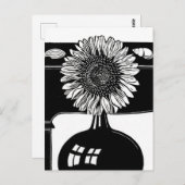 ひまわり – 白黒ヴィンテージアート ポストカード (正面/裏面)