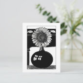 ひまわり – 白黒ヴィンテージアート ポストカード (スタンド正面)