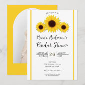 ひまわり 白 シンプル ラスティック ブライダルシャワー 招待状 (正面/裏面)