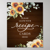 ひまわり 秋のブライダルシャワー レシピ カード サイン (正面)