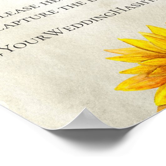 ひまわり。素朴結婚のinstagramのサイン。ハッシュタグ ポスター (角)