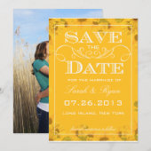 ひまわり 結婚式おめでとう 写真のお知らせ セーブザデート (正面/裏面)